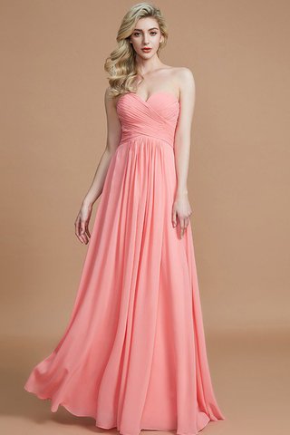 Robe demoiselle d'honneur naturel avec sans manches a-ligne en chiffon jusqu'au sol - photo 1