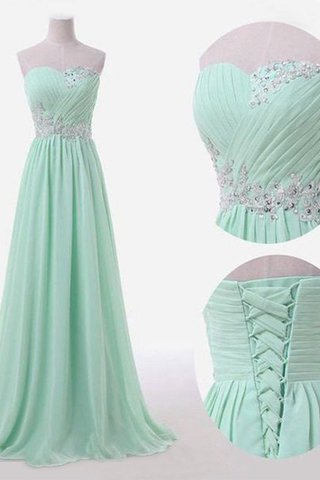 Robe demoiselle d'honneur de princesse avec chiffon ligne a jusqu'au sol avec perle - photo 1