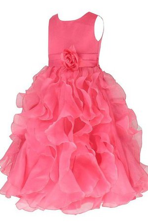 Robe de cortège enfant col u profond de mode de bal a-ligne avec gradins avec fleurs - photo 2