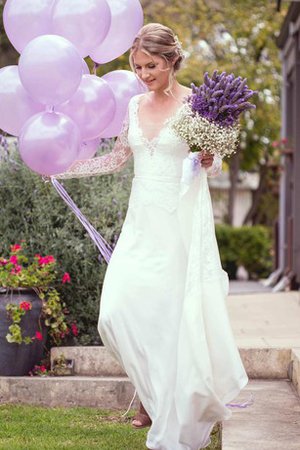 Robe de mariée sans dos avec chiffon v encolure en dentelle encolure ronde - photo 2