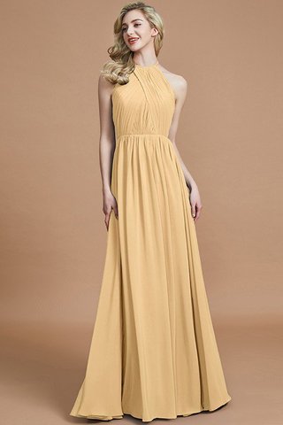 Robe demoiselle d'honneur naturel a-ligne col u profond en chiffon avec sans manches - photo 17