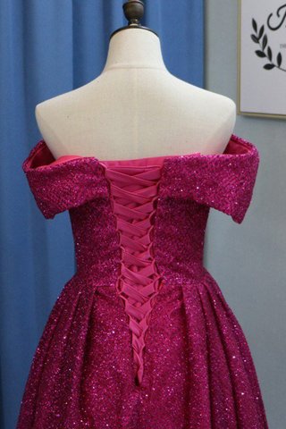 Robe de bal en tissu pailleté brillant d'epaule ecrite manche nulle de traîne courte - photo 3