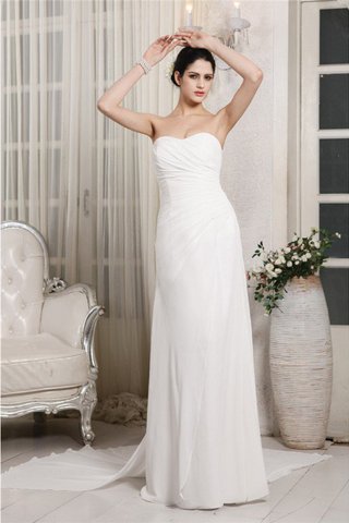 Robe de mariée longue de col en cœur avec chiffon cordon avec sans manches - photo 1