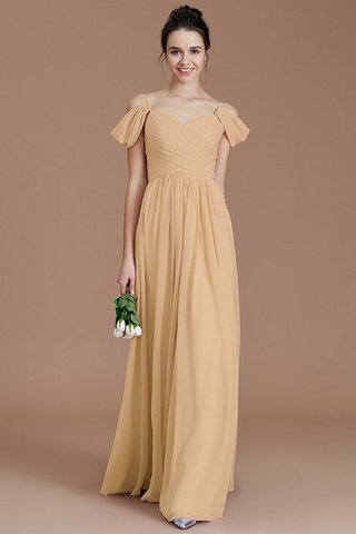 Robe demoiselle d'honneur manche nulle fermeutre eclair de princesse a-ligne ruché - photo 18