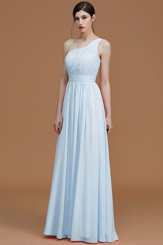 Robe demoiselle d'honneur naturel avec sans manches ligne a ruché d'épaule asymétrique - photo 24