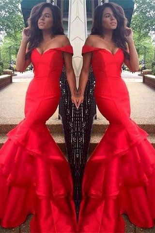 Robe de soirée naturel de traîne courte avec gradins manche nulle d'epaule ecrite - photo 1
