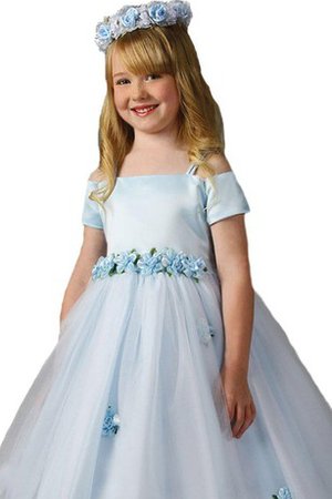 Robe de cortège enfant manche nulle avec fleurs d'epaule ecrite en tulle ligne a - photo 2