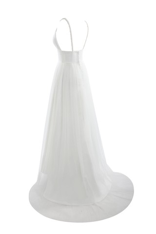 Robe de mariée humble plissage de bustier textile en tulle manche nulle - photo 8