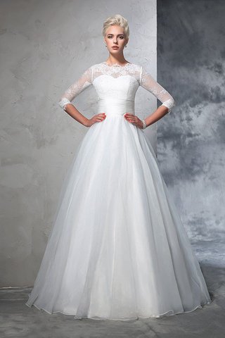 Robe de mariée longue de mode de bal appliques en 3/4 manche en organza - photo 3