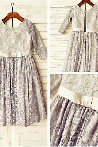 Robe de cortège enfant de princesse en 3/4 manche ligne a encolure ronde jusqu'au sol - photo 5