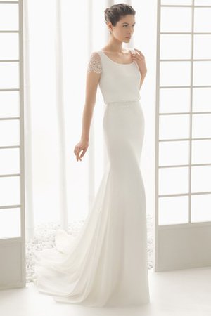 Robe de mariée simple modeste au bord de la mer collant avec manche courte - photo 1