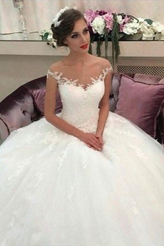 Robe de mariée naturel en tulle de mode de bal de traîne moyenne avec sans manches - photo 1