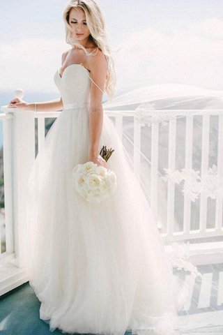 Robe de mariée manche nulle col en forme de cœur parfait en tulle naturel - photo 3