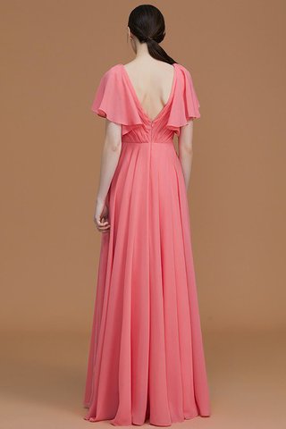 Robe demoiselle d'honneur avec manche courte de princesse ligne a avec chiffon avec zip - photo 36