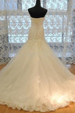 Robe de mariée longue de lotus de sirène longueur au niveau de sol en organza - photo 2