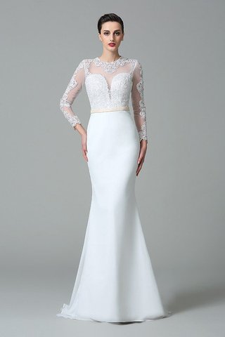 Robe de mariée longue en satin au niveau de cou de sirène avec manche longue - photo 3