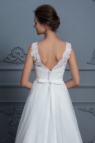 Robe de mariée de col en v passionnant avec chiffon longueur au ras du sol naturel - photo 8