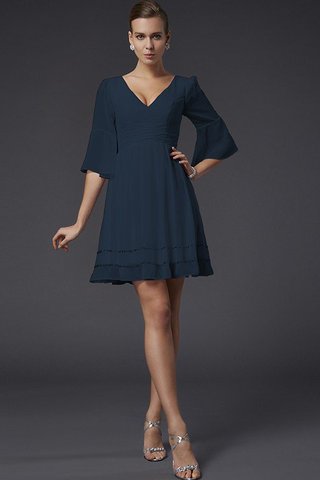 Robe demoiselle d'honneur courte avec perle en chiffon de col en v fermeutre eclair - photo 11