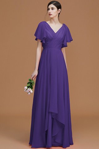 Robe demoiselle d'honneur avec manche courte de princesse ligne a avec chiffon avec zip - photo 30