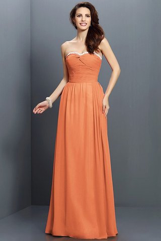 Robe demoiselle d'honneur longue avec zip col en forme de cœur manche nulle a-ligne - photo 20