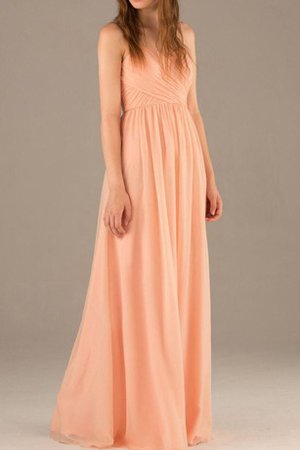 Robe demoiselle d'honneur plissé ruché manche nulle bandouliere spaghetti jusqu'au sol - photo 2