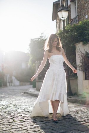 Robe de mariée appliques ligne a avec perle de traîne courte en dentelle - photo 1