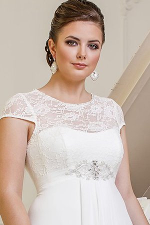 Robe de mariée ligne a col ras du cou avec manche courte avec lacets avec chiffon - photo 2