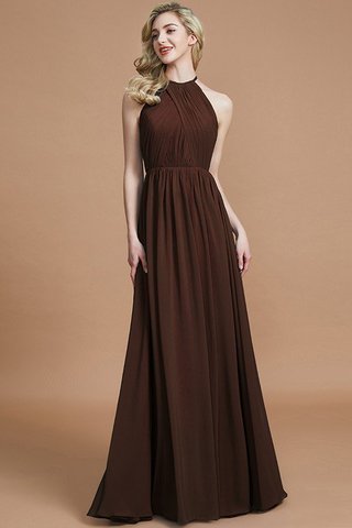 Robe demoiselle d'honneur naturel a-ligne col u profond en chiffon avec sans manches - photo 12