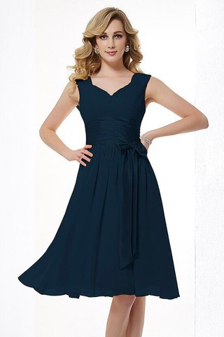 Robe demoiselle d'honneur plissage courte a-ligne en chiffon larges bretelles - photo 8