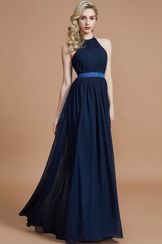 Robe demoiselle d'honneur ruché de princesse jusqu'au sol avec sans manches avec chiffon - photo 2