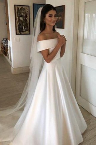 Robe de mariée de lotus en satin de princesse magnifique manche nulle - photo 4