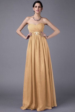 Robe demoiselle d'honneur longue naturel en chiffon jusqu'au sol avec perle - photo 13