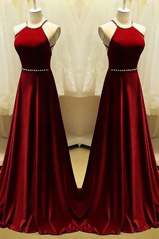 Robe de soirée avec perle a-ligne délicat de princesse en satin - photo 1