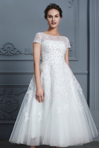 Robe de mariée col u profond onirique a-ligne avec manche courte de princesse - photo 7