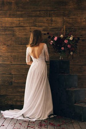 Robe de mariée simple impressioé de col bateau jusqu'au sol ruché - photo 2