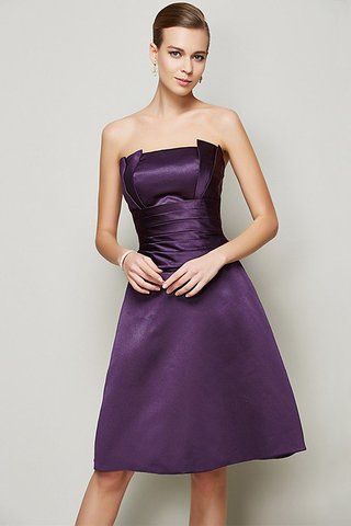 Robe demoiselle d'honneur bref plissé de bustier avec fronce en satin - photo 13