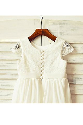 Robe de cortège enfant naturel col u profond en chiffon ligne a avec manche courte - photo 5