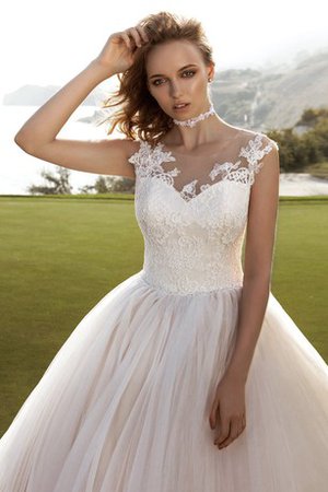 Robe de mariée v encolure appliques en tulle manche nulle longueur au ras du sol - photo 2