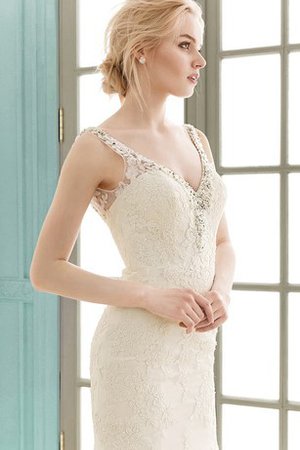 Robe de mariée romantique elégant appliques avec perle bandouliere spaghetti - photo 2