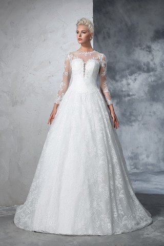 Robe de mariée longue de traîne moyenne avec manche longue de tour de ceinture empire - photo 3