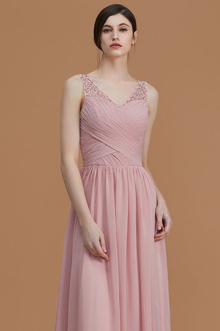 Robe demoiselle d'honneur naturel fermeutre eclair avec perle avec chiffon manche nulle - photo 6