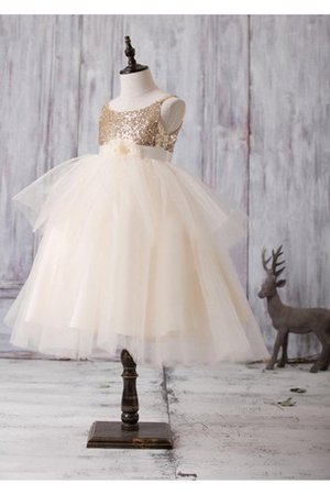 Robe de cortège enfant plissé de lotus encolure ronde textile en tulle avec gradins - photo 2