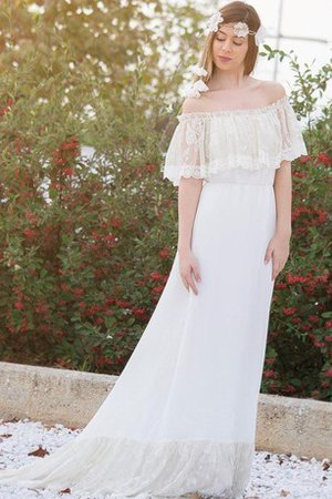 Robe de mariée romantique facile de traîne courte avec manche courte ligne a - photo 1