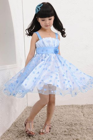 Robe de cortège enfant courte naturel bandouliere spaghetti avec zip en tulle - photo 1