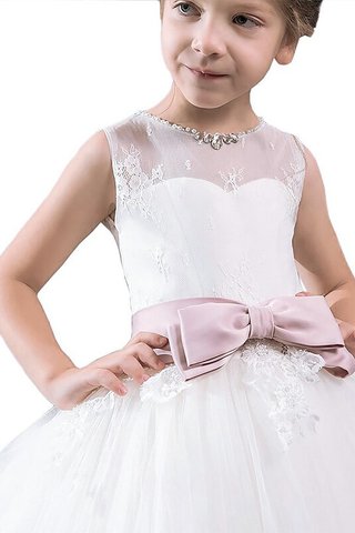 Robe de cortège enfant naturel textile en tulle avec ruban manche nulle de mode de bal - photo 3