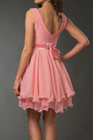 Robe demoiselle d'honneur courte ligne a avec nœud à boucles ceinture v encolure - photo 2