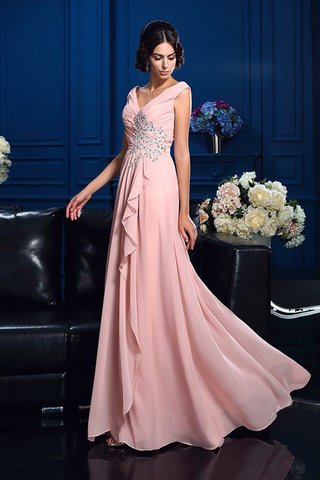 Robe mère de mariée longue de col en v ligne a avec chiffon fermeutre eclair - photo 5