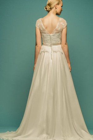 Robe de mariée humble naturel avec nœud textile en tulle avec manche courte - photo 2