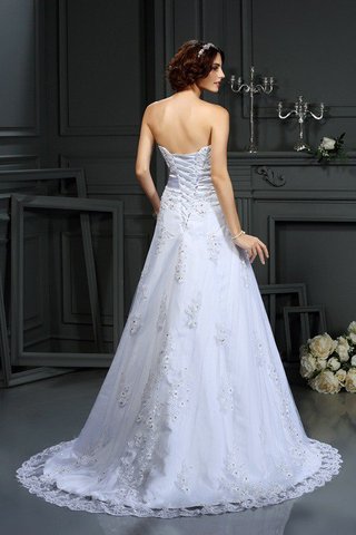 Robe de mariée en satin manche nulle appliques avec lacets de princesse - photo 2