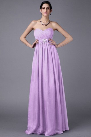 Robe demoiselle d'honneur longue naturel en chiffon jusqu'au sol avec perle - photo 19